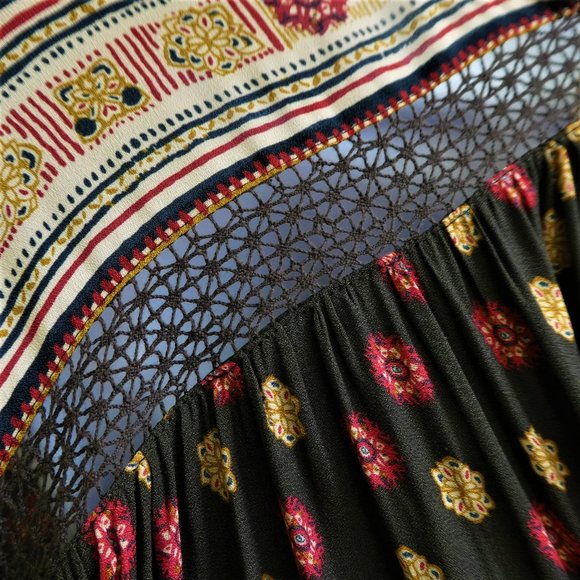 Free People Rain or Shine Mini Dress Pockets Pebbled Chiffon Lace Up V Neck S - Picture 2 of 8